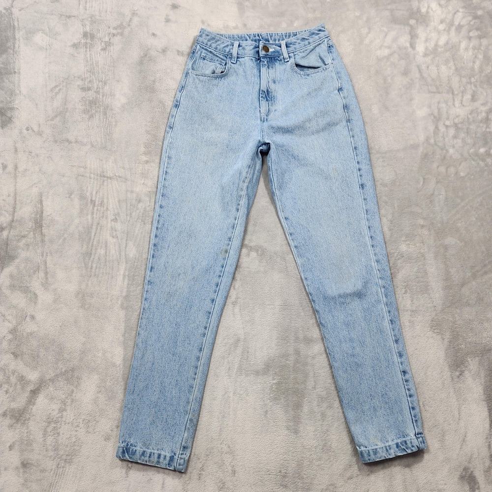 Lucy & Yak Jeans Womens W26 L Blue High Rise Mom Relaxed‎ Tapered Organic Denim